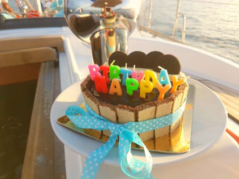 Sunset toast and birthday cake